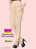 Cotton Lycra solid stretch trousers and pants for women, available in various sizes (S-5XL), India origin