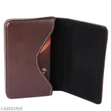 Brown Faux Leather Classic World Business Card Holder, holds 6-8 debit/credit cards, perfect for on-the-go organization