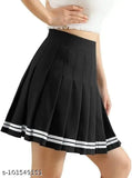 Printed cotton high waist Swara Craft pleated above-knee skirt with shorts underneath, perfect for cycling and tennis