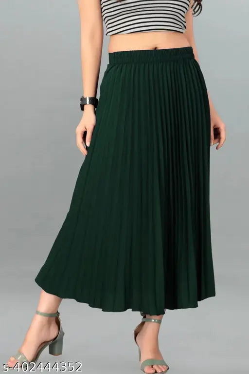 women's latest crepe skirt, trending solid pattern, size 28-34, Indian design