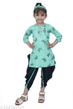 Rama green checked Patiala suit for girls, cotton silk, knee length anarkali style, Hariyal Creation party wear