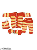 Wool striped winter set (sweater, pyjama, cap, booties) for baby boys & girls, warm and soft for 0-4 months