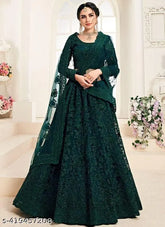 Embroidered fancy net lehenga set, free size Indian traditional outfit with choli and dupatta