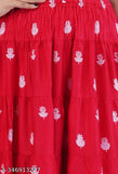 Women's rayon flower print long skirt, vibrant printed net for fashionable, versatile outfits
