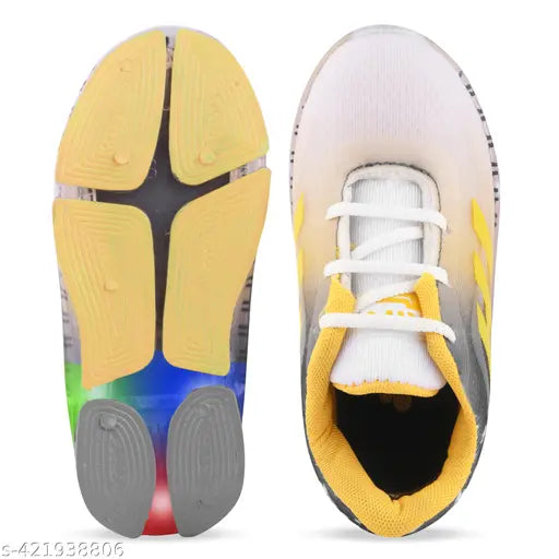 Bright LED sneakers for kids, synthetic and lightweight, breathable mesh, color-changing lighting effect