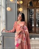 Colorful printed saree with floral designs