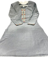 Solid polyester three-quarter sleeve kurti, Indian solid woolen style