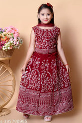 Velvet embroidered Princess Fancy Kids Lehenga Cholis, exquisite Indian attire for 3-7 years old