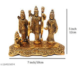 Gold-plated brass 5-inch Ram idol, intricately detailed Hindu deity sculpture from India