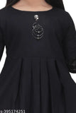 Embellished rayon dhoti kurta set for girls, black and peach festive party wear with long sleeves