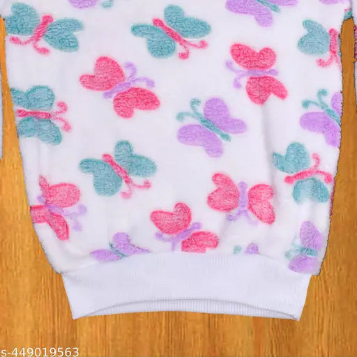 Wool sweater with printed butterfly design for toddlers aged 12 months to 7 years, originating from India