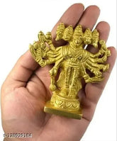 A1 Laxmi Ganesh Panchmukhi Hanuman Brass Gold standing idol, intricately detailed Indian decorative showpiece - 9cm tall