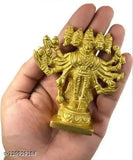 A1 Laxmi Ganesh Panchmukhi Hanuman Brass Gold standing idol, intricately detailed Indian decorative showpiece - 9cm tall