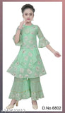 Colorblocked cotton blend kurta set for kids (3-4, 4-5, 5-6, 6-7, 8-9 years), ethnic Indian A-line palazzos