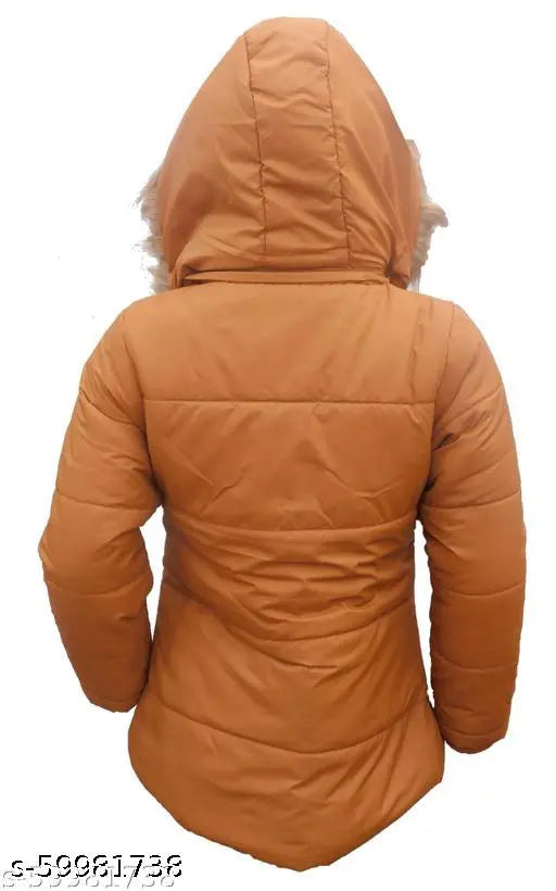 Yellow polyester girls' jacket & coat with detachable hood, soft glacier lining - sizes 3-11 years