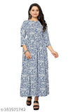 Floral print crepe Anarkali kurtis, three-quarter sleeves, S-XXXL sizes, Indian craftsmanship