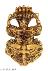 Golden NAC Narsingh Face metal showpiece, vibrant Feng Shui decor, 16cm x 4cm x 10cm
