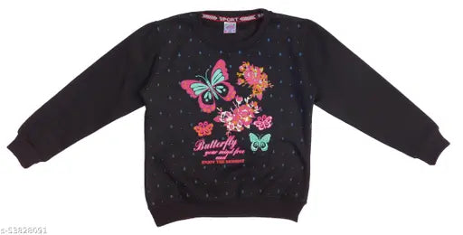 Black cotton print sweatshirts for girls, cozy winter essentials