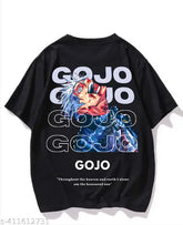 Black cotton round neck t-shirt featuring Naruto and Itachi anime characters, oversized for a relaxed fit
