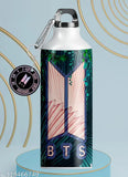 Multi-color BTS logo printed aluminum sipper bottles (600ml each), ideal for Girls/Boys/Men/Women gifts - Pack of 2, perfect for hydration on the go