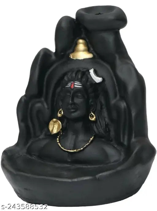 Resin Adi Shankara incense holder featuring Lord Adiyogi Mahadev Shiv, decorative showpiece with 21 free smokes (India)