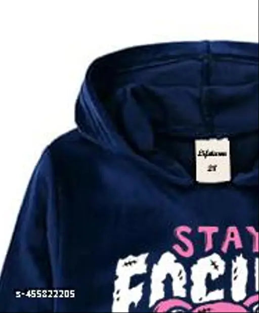 Vibrant printed velvet long sleeve hoodie for kids, playful fashion for everyday adventures