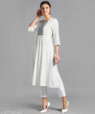 Rayon printed embellished kurta, three-quarter sleeves, Indian party wear for women