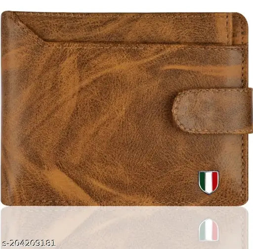 Black faux leather men's wallet, 5-card slot, 4 compartments, solid design, crypto wallet on display