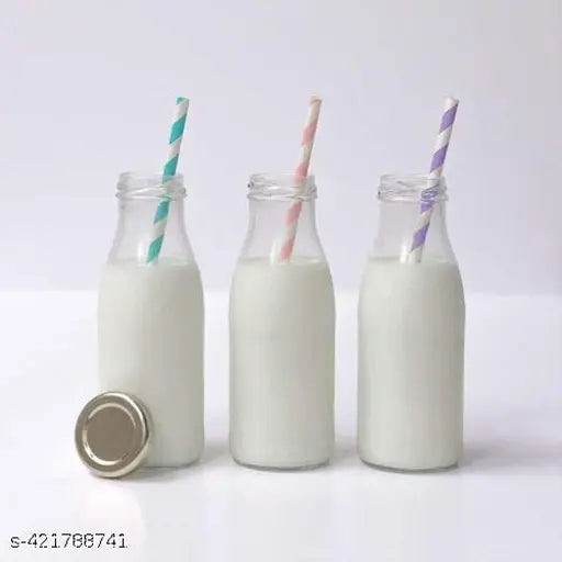 Clear glass water bottles, leak-proof and BIS/ISI certified for fridge storage, pack of 12