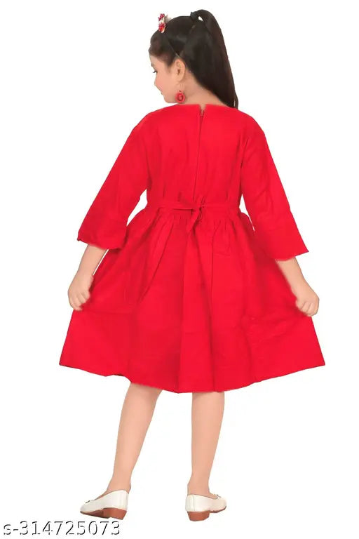 Rayon embroidered kurti for girls, solid net, three-quarter sleeves, 7-11 years old, Indian handcraft
