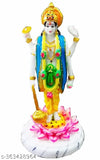 Polyresin multicolor Vishnu Bhagwan statue, 10-inch home pooja idol for gift, India origin