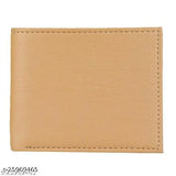 Beige faux leather men's wallet, 8 card slots, regular size. Soft and firm leatherette wallet for everyday use