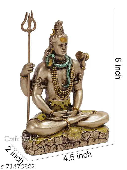 Handcrafted Resin Shiv Padmasana Sitting Shanker Deity, 11.5cm x 15cm x 5cm, 470g, Indian origin