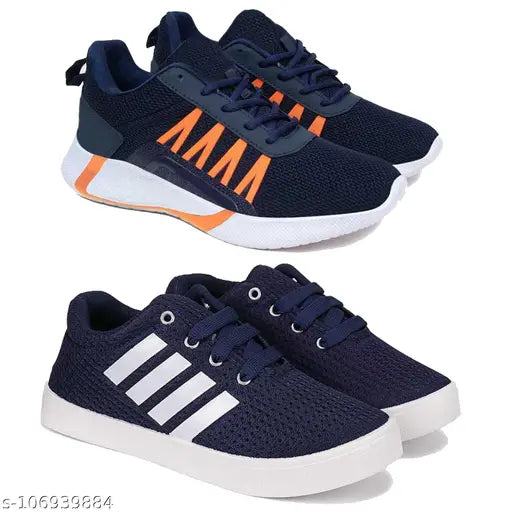 Multicolor canvas kids sneakers & loafers (Pack of 2) - Lightweight, breathable, comfortable shoes for daily wear