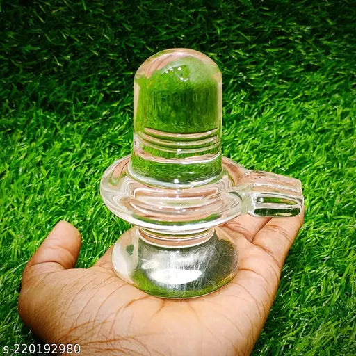 8cm Big Sized Crystal Shivling Idol, 150gm crystal statue for pooja, India origin