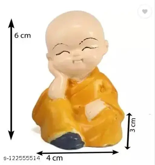 Handcrafted multi-color miniature Buddha monk figurines set (4 pieces), premium quality automobile showpiece for elegant home décor