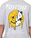 Grey cotton oversized half-sleeve VOSIMO men's t-shirt with printed design, large size (XL)