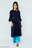 Rayon Abhisarika Kurta set with printed net design, three-quarter sleeve length and matching palazzo bottoms, sky blue color, Indian libaas fashion
