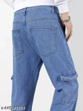 Denim 6-pocket men's jeans, solid design in sizes 28, 30, 32, and 34 (India origin)