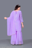 Georgette women's Sharara Salwar suit set, embellished with three-quarter sleeves, ready to wear