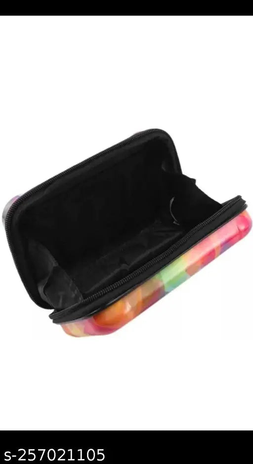 Acrylic rainbow cross body sling bag for girls, printed net pattern, spacious compartment, adjustable belt, free size, India origin