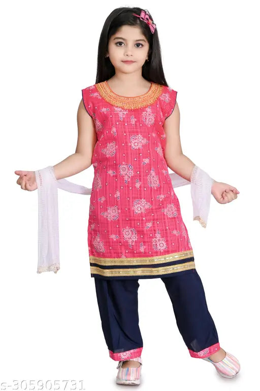 Stylish cotton cambric tomato print kurta Patiala set for girls aged 3-12 years, suitable for all seasons