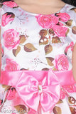 Trendy silk gown with digital print (pink), sleeveless, ethnic wear for girls, fashionable festive occasion wear, luxurious fabric, size 2-3 years