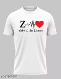 Stylish half-sleeve round neck polyester t-shirt for men - New My Life Line Z print design, pack of 1, size S (chest size 36in, length size 27in)