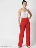 Cotton blend, high-waisted bell-bottom trousers combo for women (26, 28, 30, 32, 34 inches) - vintage style with exaggerated bell bottoms, India origin