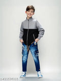 Colorblocked solid polyester blend jackets for kids aged 4-11 years, vibrant designs and long sleeves
