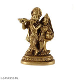 Brass Radha Krishna ji idol (3.5" x 3.5" x 2.5"), beautifully handcrafted Indian artisan piece for home or office decor
