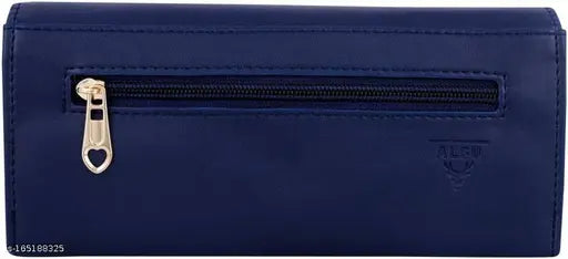 Blue textured faux leather hand clutch for ladies, 3 compartments, free size (9in x 4in)