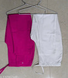 Cotton blend solid net fancy trousers for women, pack of 2 - 1 pink, 1 white, various sizes available
