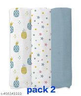 100% cotton organic muslin swaddle set (pack of 2) - ideal for AC room swaddling and layering, origin India